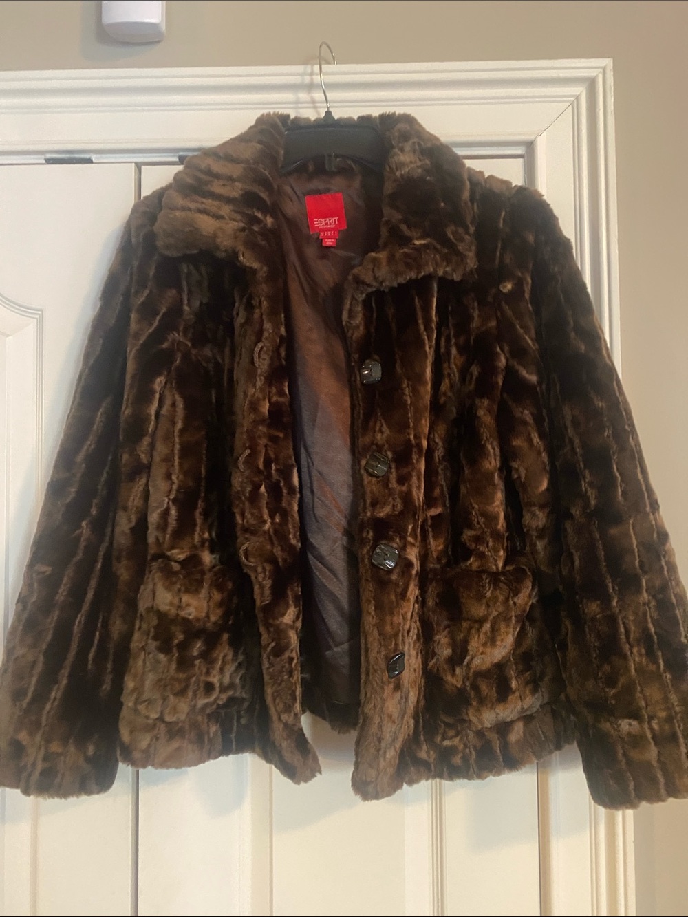 Esprit Brown Plush Faux-Fur Jacket